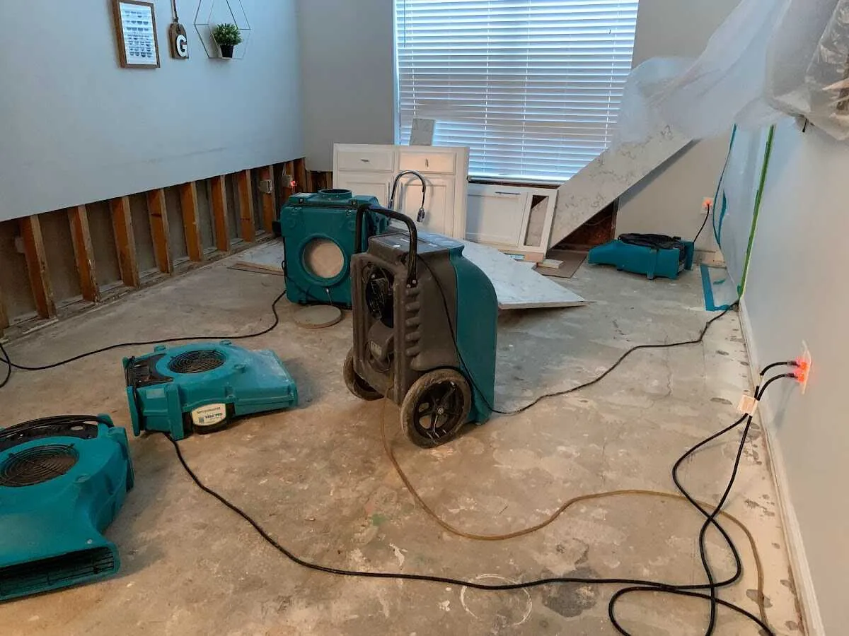 Dehumidifier in flood-cut room for Water Damage Restoration in Willistown